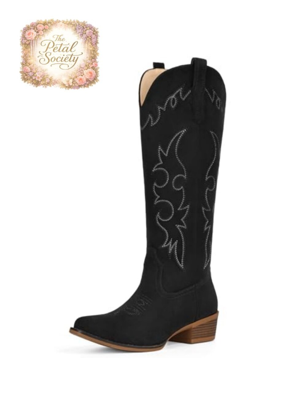 Suede Cowboy Boots Knee High Western Pointed Toe Womens